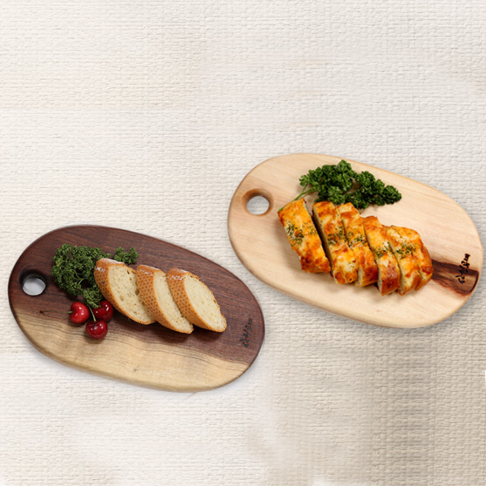 편백 캄포 월넛 나무 원목 원형 플레이팅 빵도마 도마 수제 각인 신현공예 - 상품 이미지