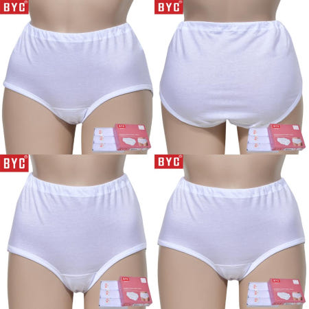 HY BYC 여성 백색 순면 맥시 삼각팬티 3매입 여성팬티