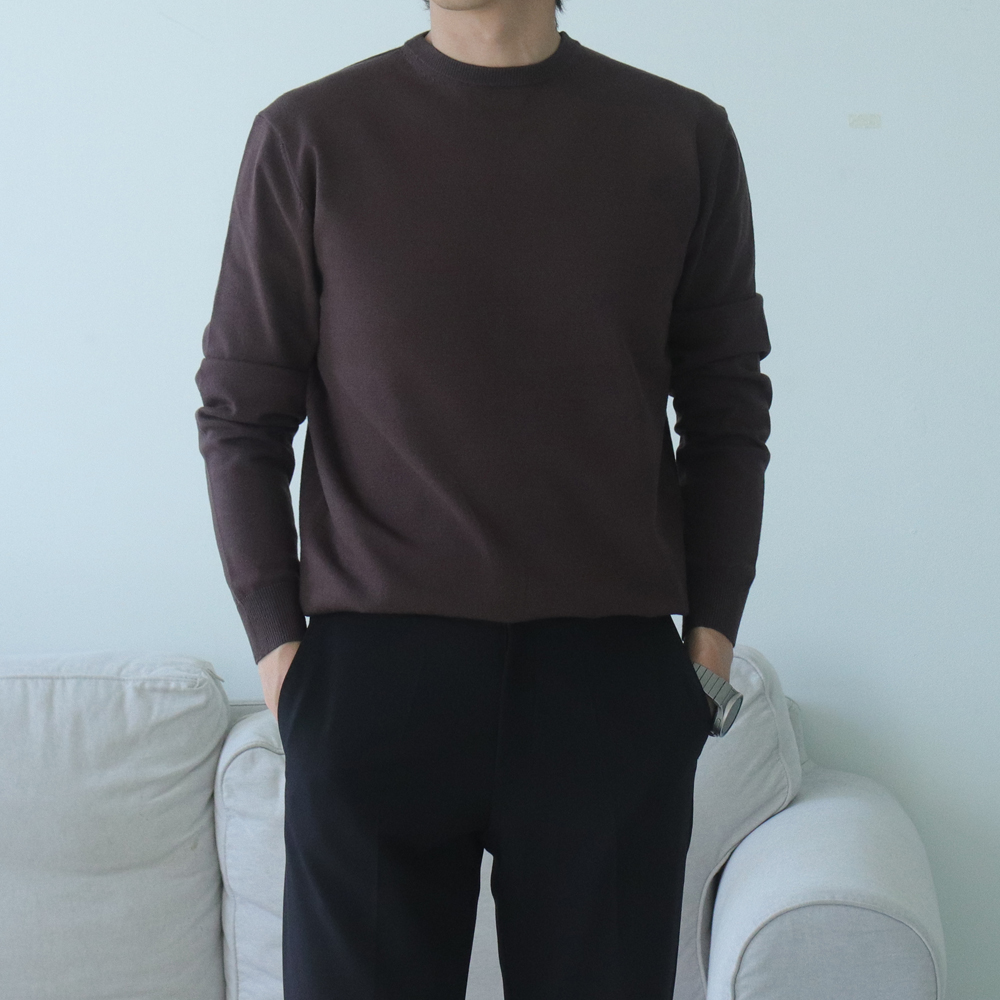 남자니트 남자 캐시미어 라운드 니트 남성스웨터 - 상세 이미지 3