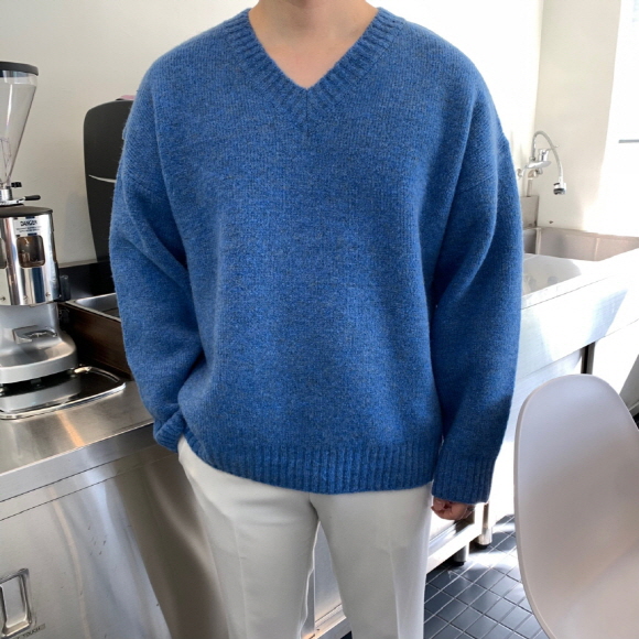 남자브이넥니트 남자오버핏니트 남성스웨터 BJ옷 김인호 - 상세 이미지 2