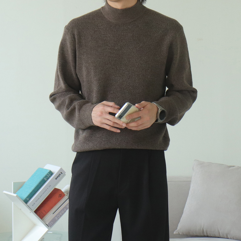 남자니트 남자목폴라 캐시미어 모크넥 하찌 니트 이미지 2