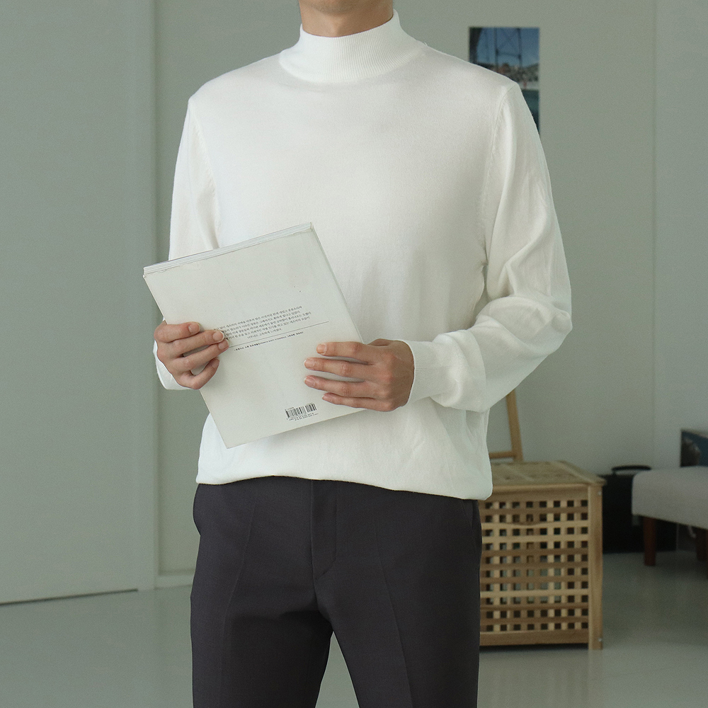 남자니트 남자목폴라 모크넥 하프넥 이너 니트 이미지 4