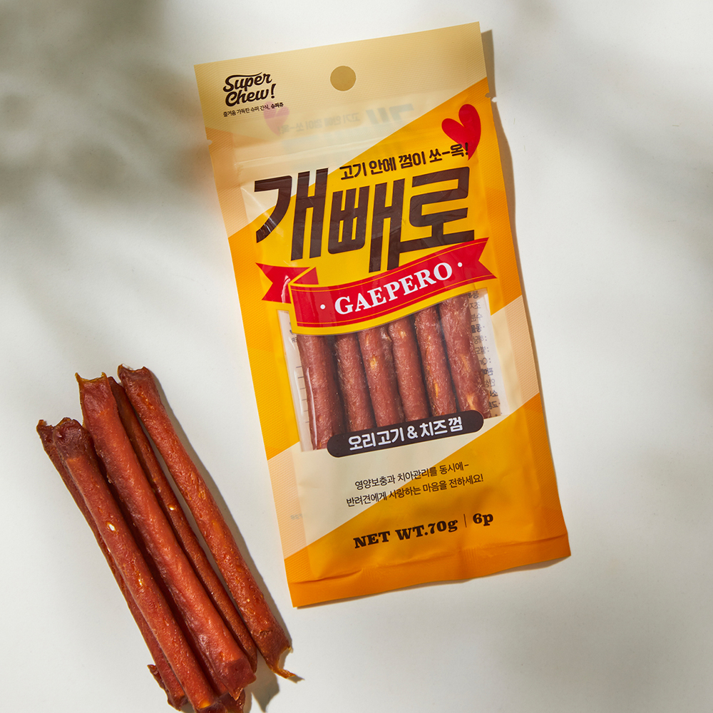 개빼로 강아지 치석제거껌 애견 우유 개껌 치즈+소가죽 70g(6p) 12개