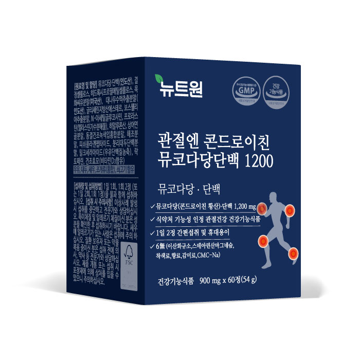 관절엔 콘드로이친 1200 뮤코다당단백 뉴트원 관절 연골 60정, 6개 이미지 7