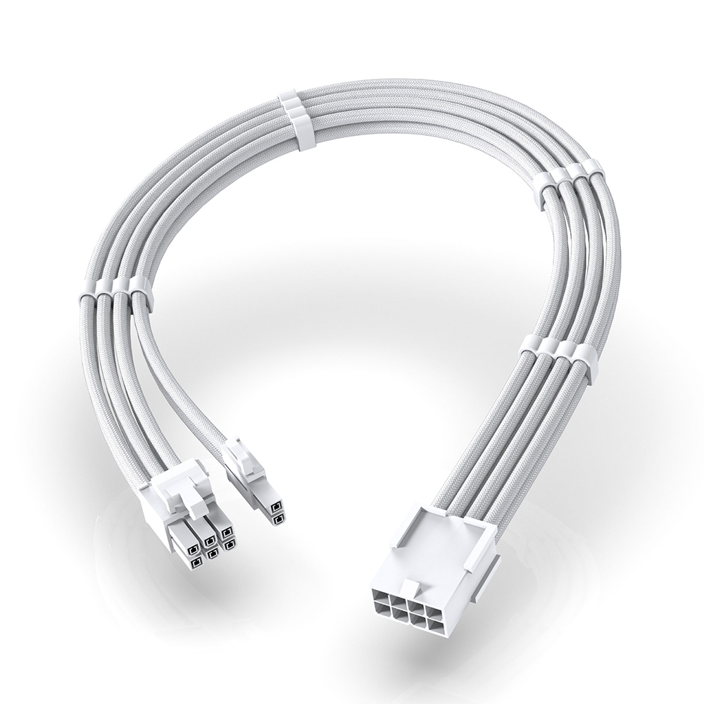 EZDIY-FAB PCIE 6+2 연장 슬리빙 16WG A케이블 화이트 - 상품 이미지