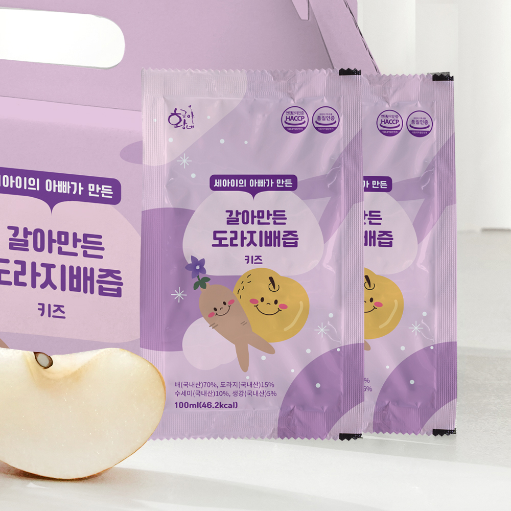 물없이 통으로 갈아만든 도라지배즙 아이용 100ml x 30포 진액 엑기스 - 상세 이미지 3