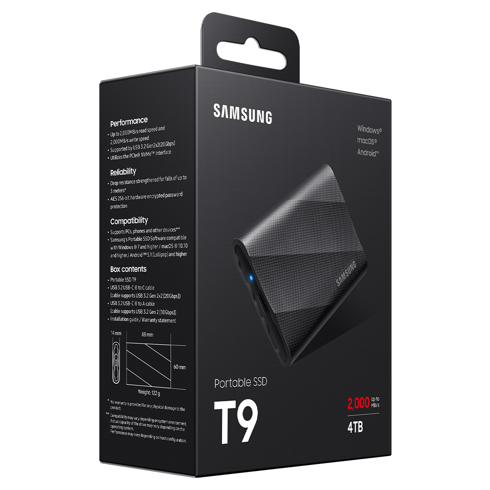 삼성전자 삼성 포터블 외장 SSD T9 데이터 복구 서비스 4TB, 블랙 이미지 6