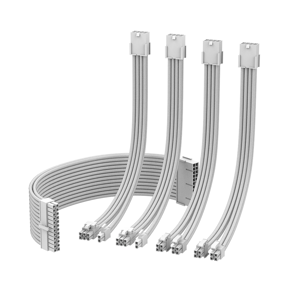EZDIY-FAB PSU 연장 슬리빙 16AWG 케이블 5PACK 화이트 - 상품 이미지