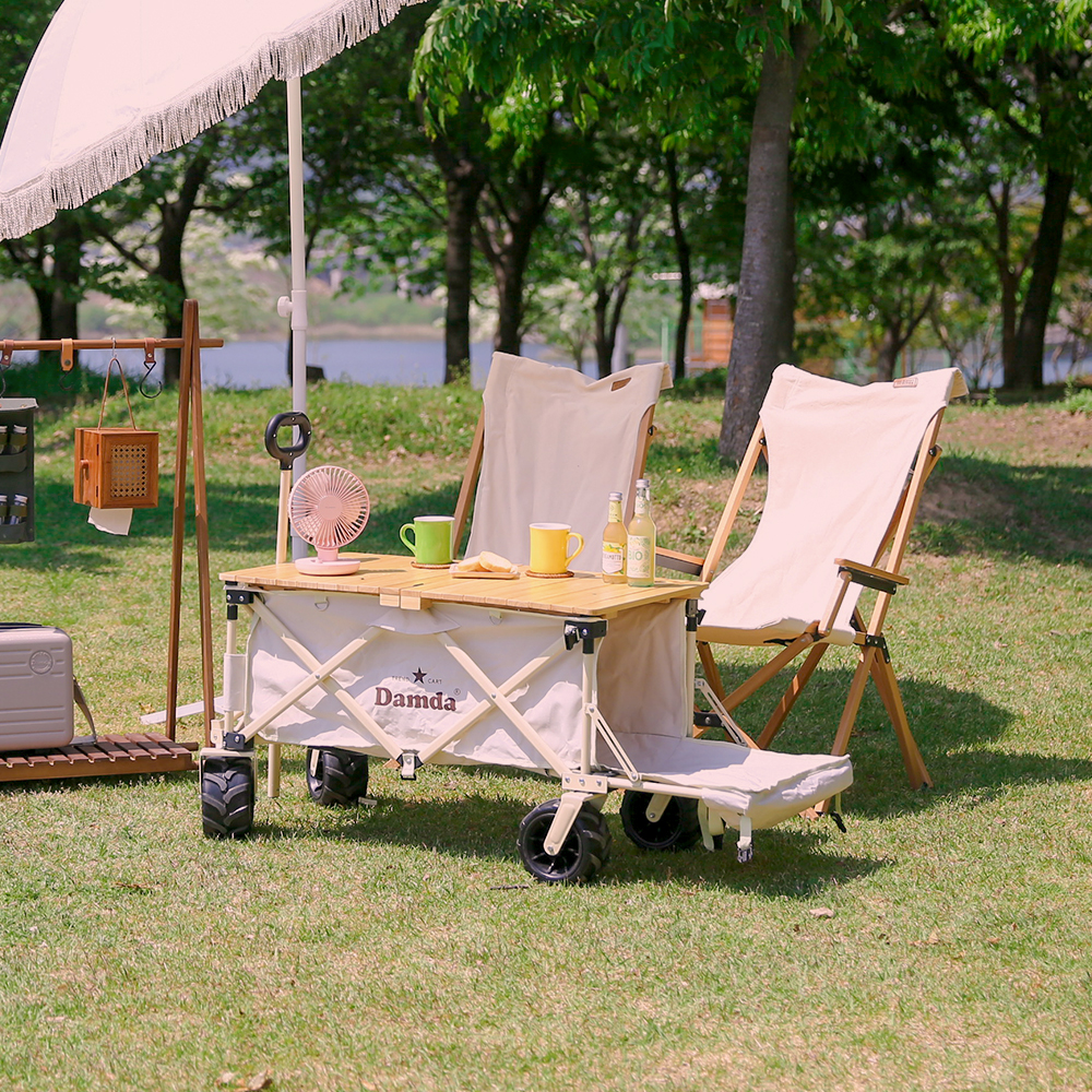 담다 접이식캠핑웨건 대형 아웃도어 캐리어 수레 상판 테이블 광폭 뒷문개방