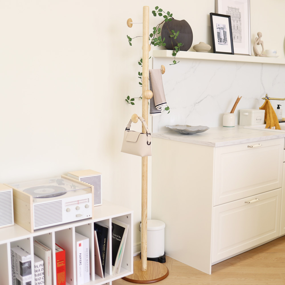 트리스토어 원목 라운드 스탠드 옷걸이