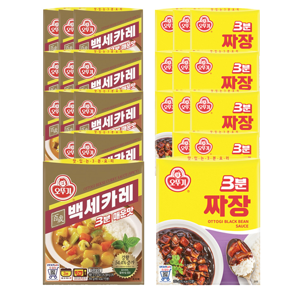 오뚜기 백세카레3분 매운맛 200g 12개+3분짜장 200g 12개 - 상품 이미지