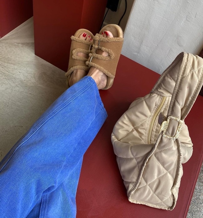 테디 겨울 양털 슬리퍼 소가죽 스웨이드 뽀글이 퍼 슬리퍼