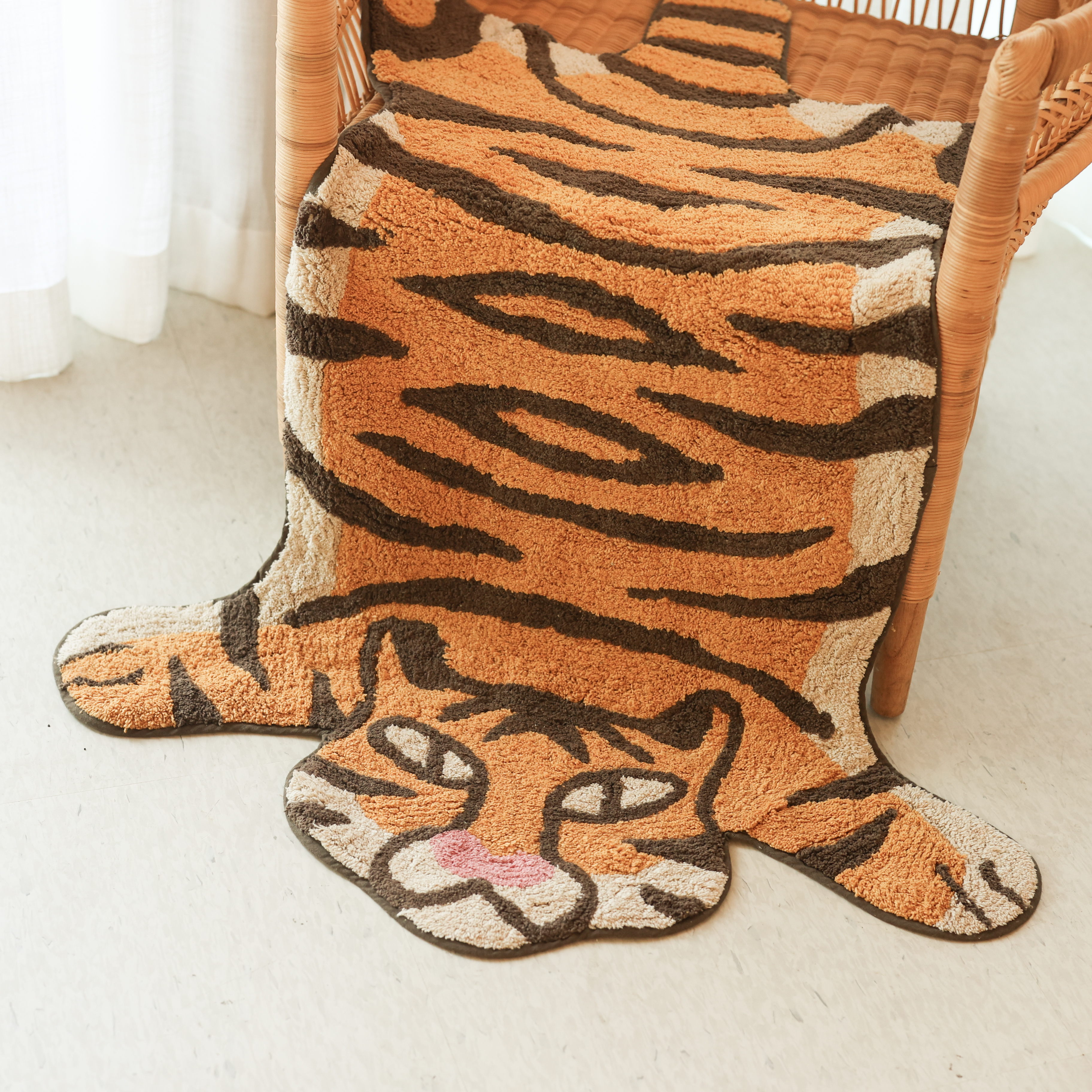 즐거운 동물원 순면 빅 발매트 호랑이 러그