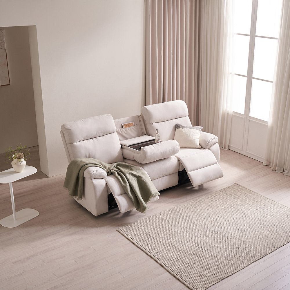 삼익가구 베이슨 아쿠아텍스 전동 리클라이너 3인용 소파