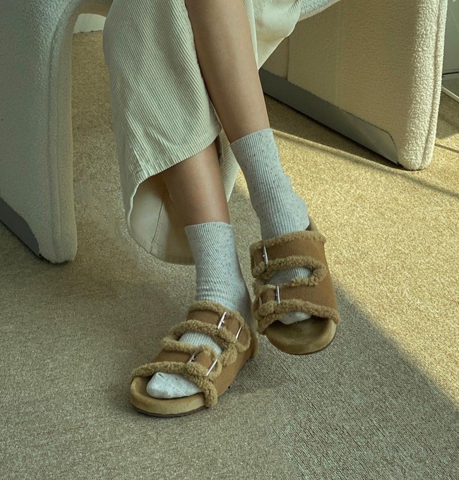 테디 겨울 양털 슬리퍼 소가죽 스웨이드 뽀글이 퍼 슬리퍼