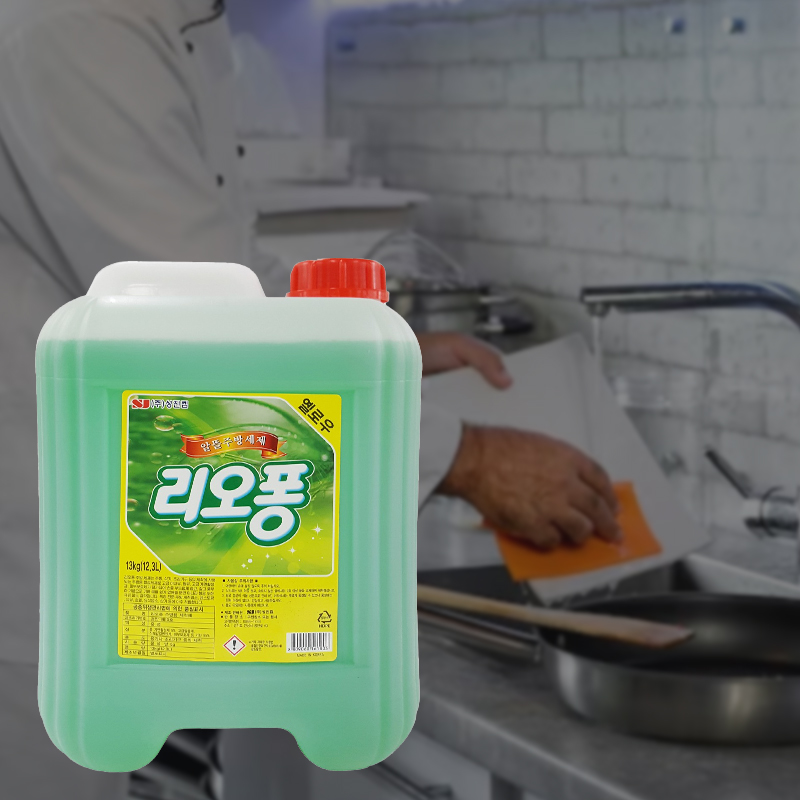 성진켐 리오퐁 옐로우 주방세제 13kg 업소용 대용량 알뜰 주방 설거지 세제 리필 말통 식당 주방용 세척제 - 상세 이미지 3