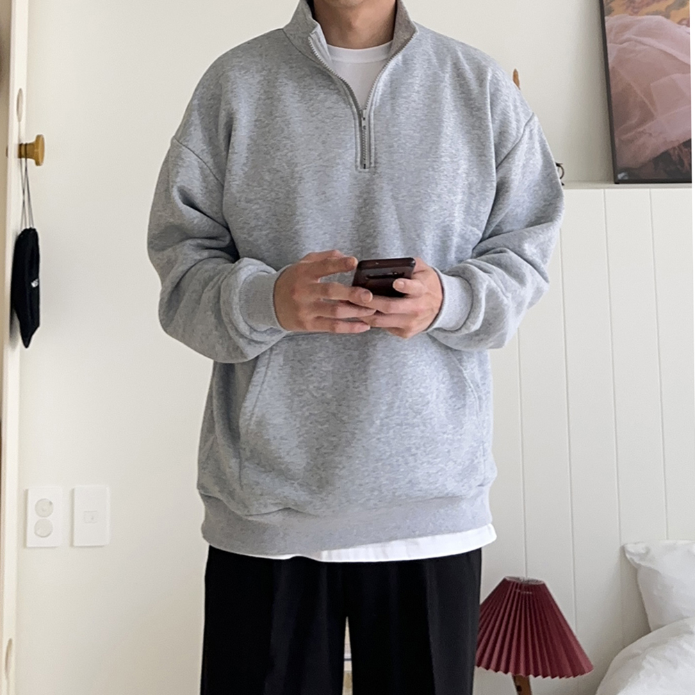 남자맨투맨 남자 기모 아노락 반집업 맨투맨