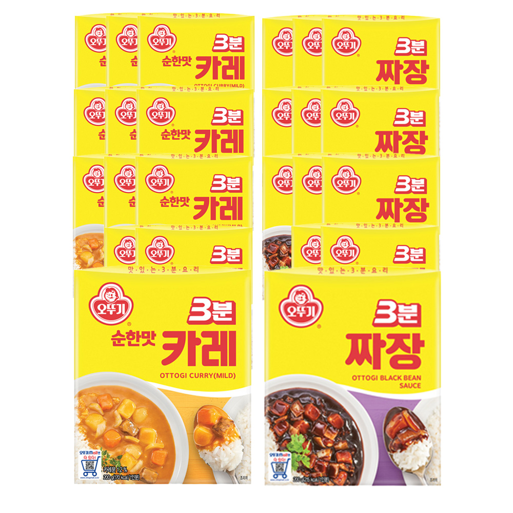오뚜기 3분카레 순한맛 200g 12개+3분짜장 200g 12개 - 상품 이미지
