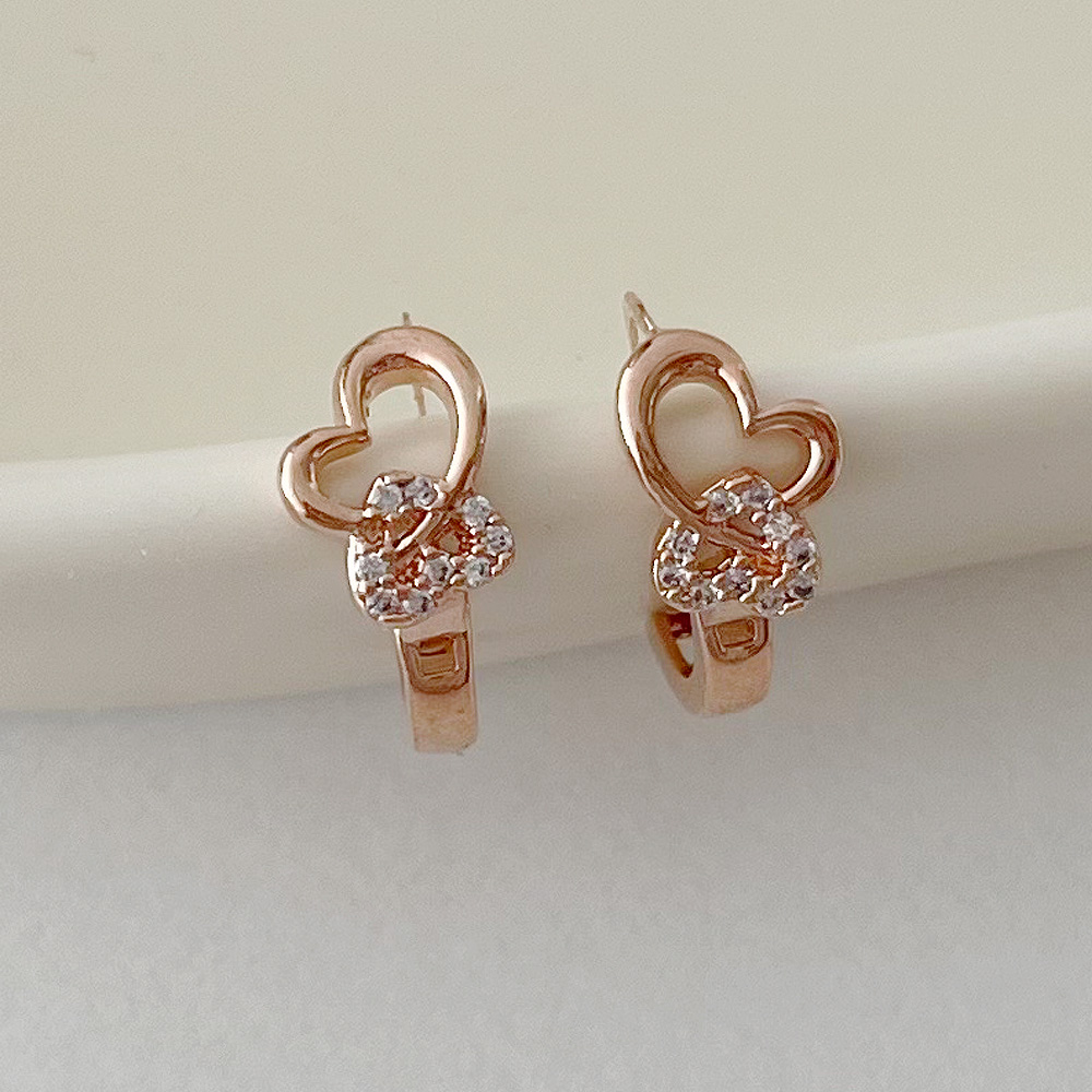 14K 금침 투우하트 원터치 데일리 오피스 링귀걸이