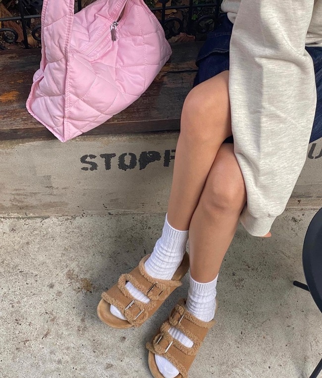 테디 겨울 양털 슬리퍼 소가죽 스웨이드 뽀글이 퍼 슬리퍼