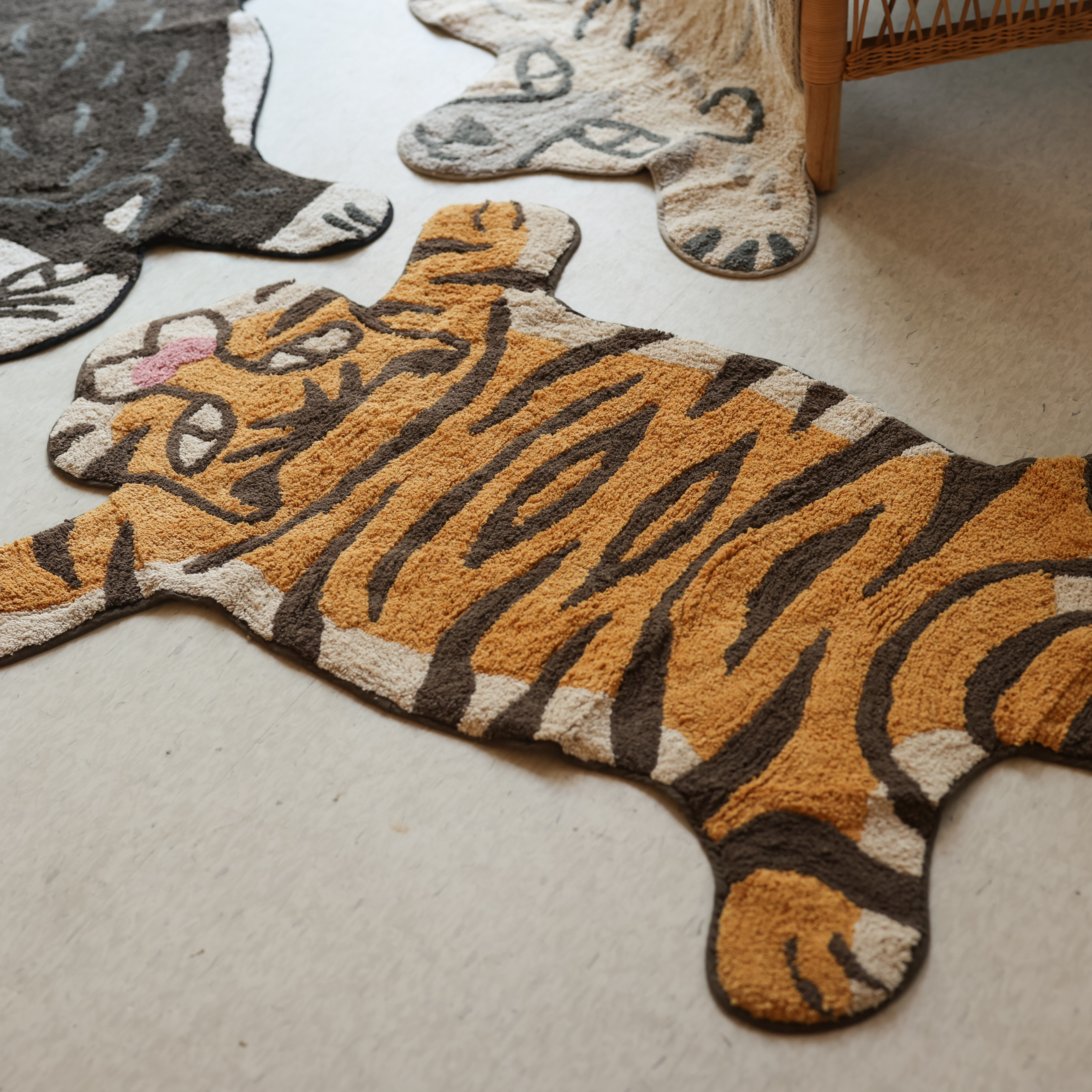 즐거운 동물원 순면 빅 발매트 호랑이 러그