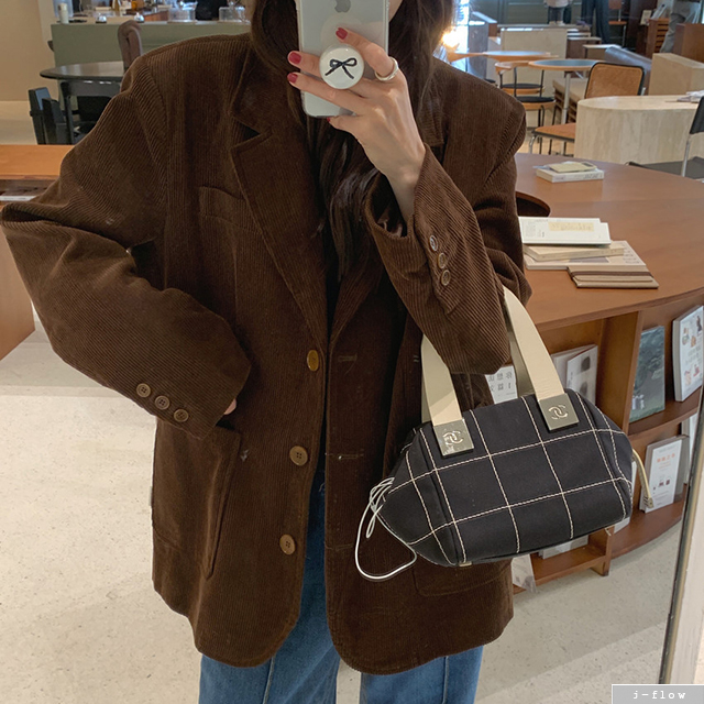 코델 코듀로이 카라넥 오버핏 하프 자켓 2col 봄 가을 루즈핏 박시 골덴 제이플로우 이미지 7