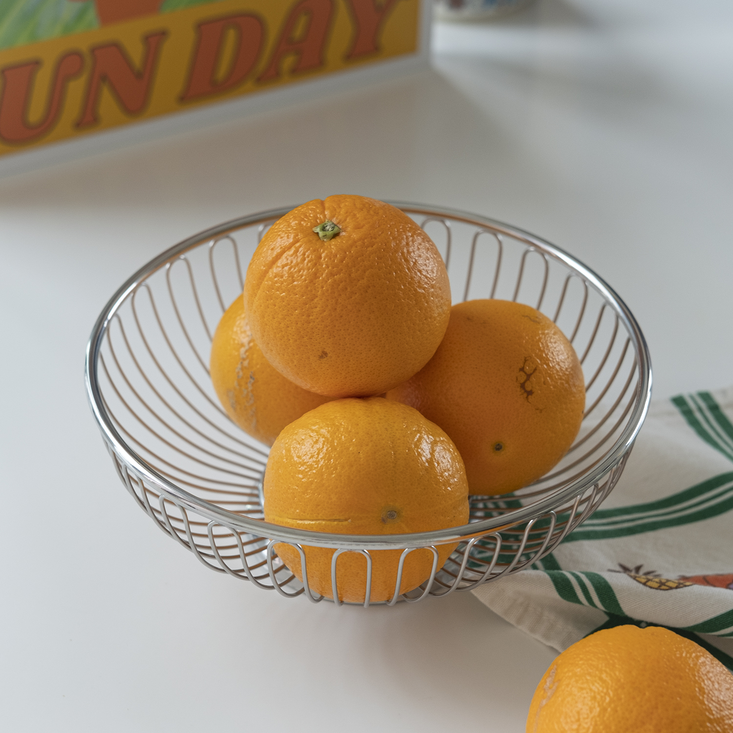 빌라트 스텐 와이어 꼬임 M 주방 팬트리 과일 야채 수납 철제 바구니 물 빠짐