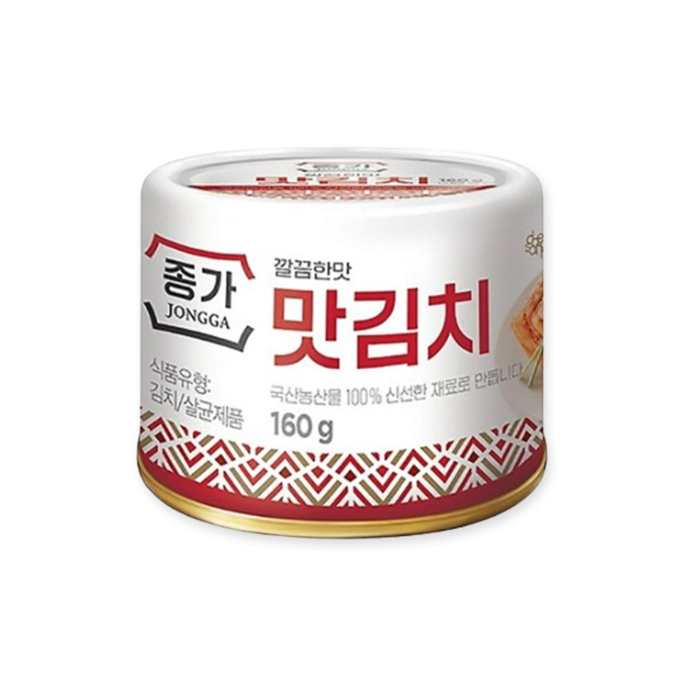 청정원 종가집 깔끔한 맛김치 통조림 160g 1개 해외여행용 캠핑용 소포장 캔