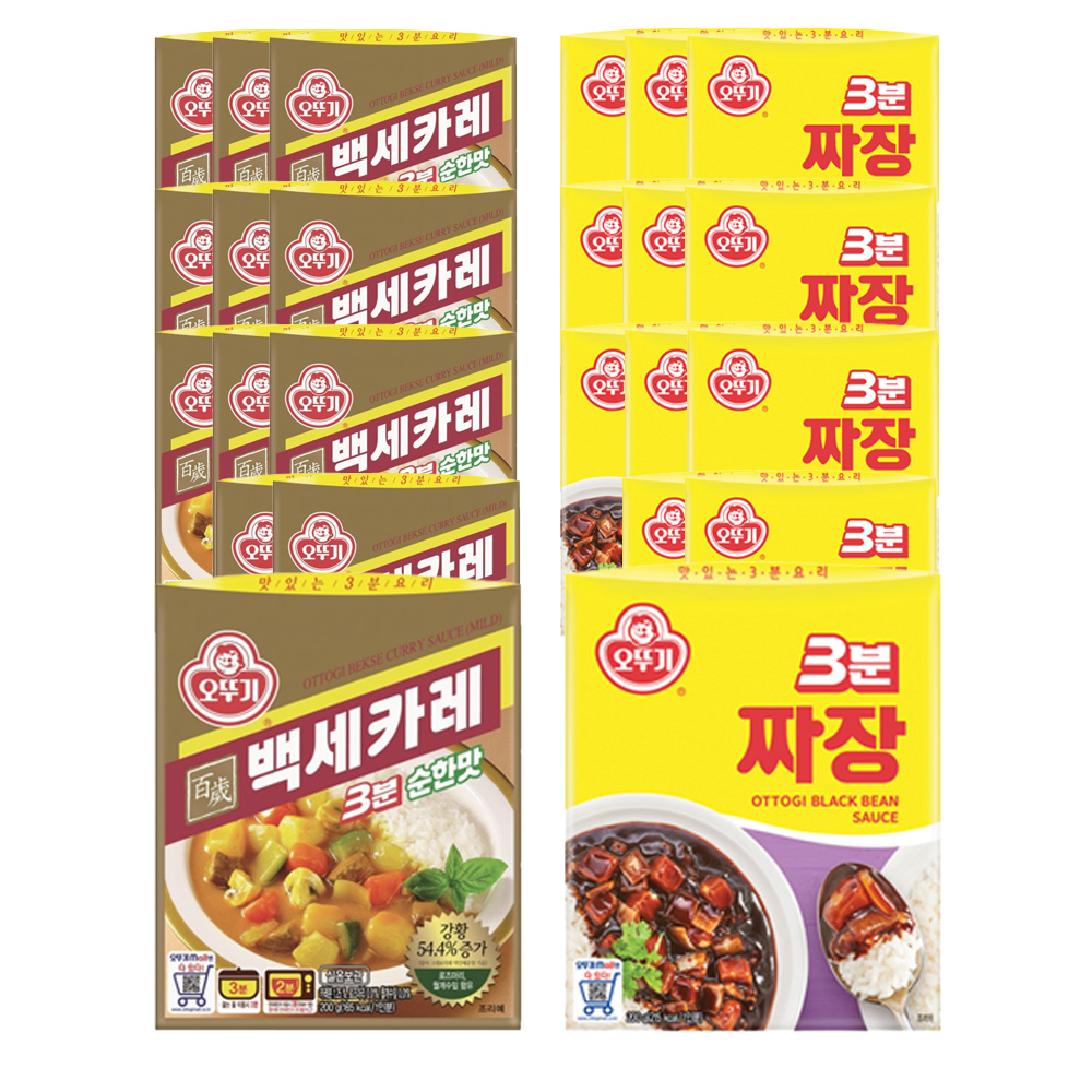 오뚜기 백세카레3분 순한맛 200g 12개+3분짜장 200g 12개 - 상품 이미지