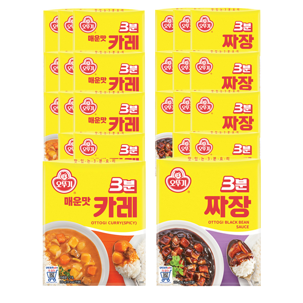 오뚜기 3분카레 매운맛 200g 12개+3분짜장 200g 12개 - 상품 이미지