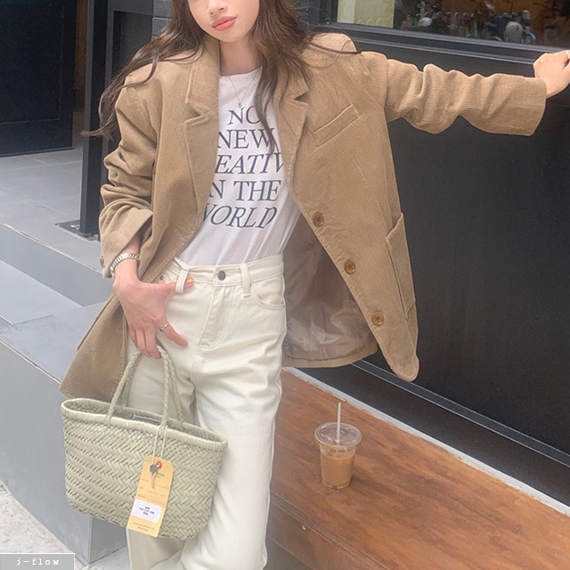코델 코듀로이 카라넥 오버핏 하프 자켓 2col 봄 가을 루즈핏 박시 골덴 제이플로우 이미지 6
