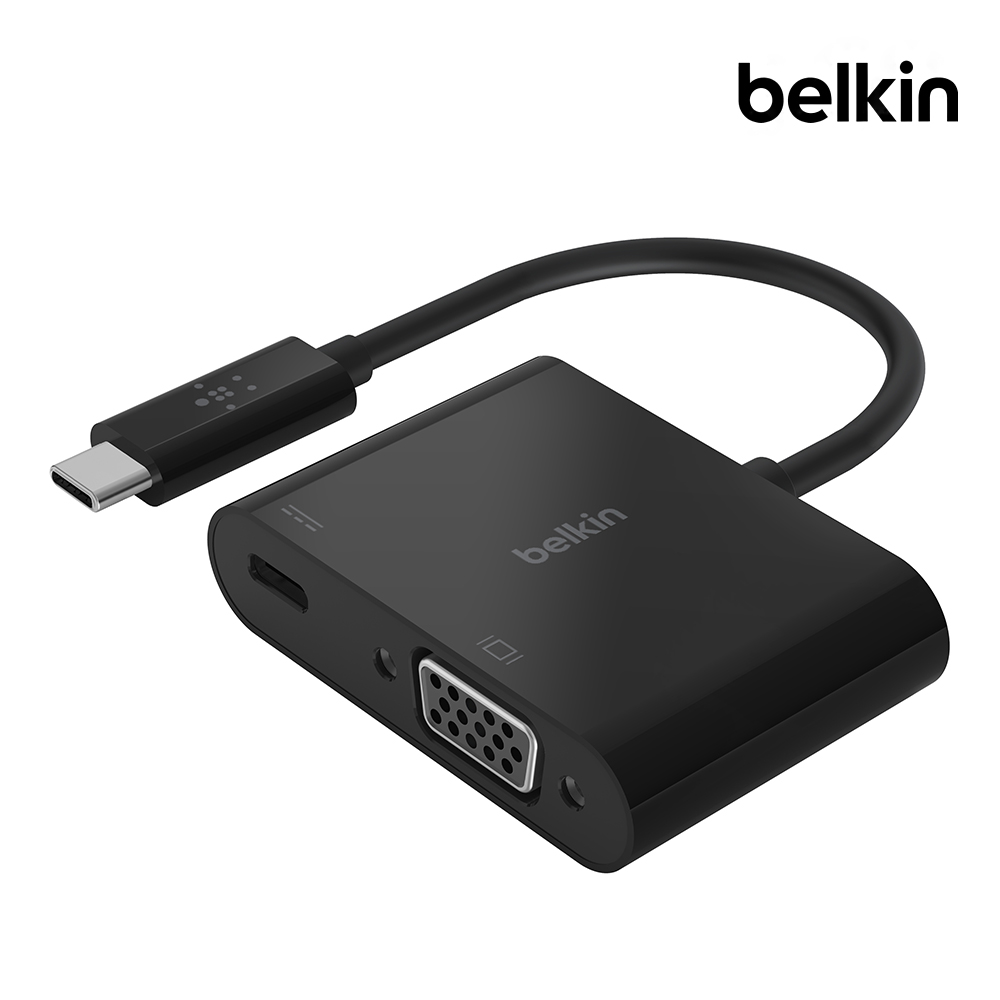 벨킨 USB-C to VGA + C타입 60W 충전 듀얼 젠더 컨버터 PD HD 디스플레이 연결 젠더 AVC001bt - 상품 이미지