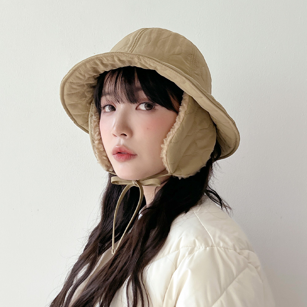 양털 패딩 누빔 털 귀달이 벙거지 모자 겨울 골프 스키장 방한 이미지 6