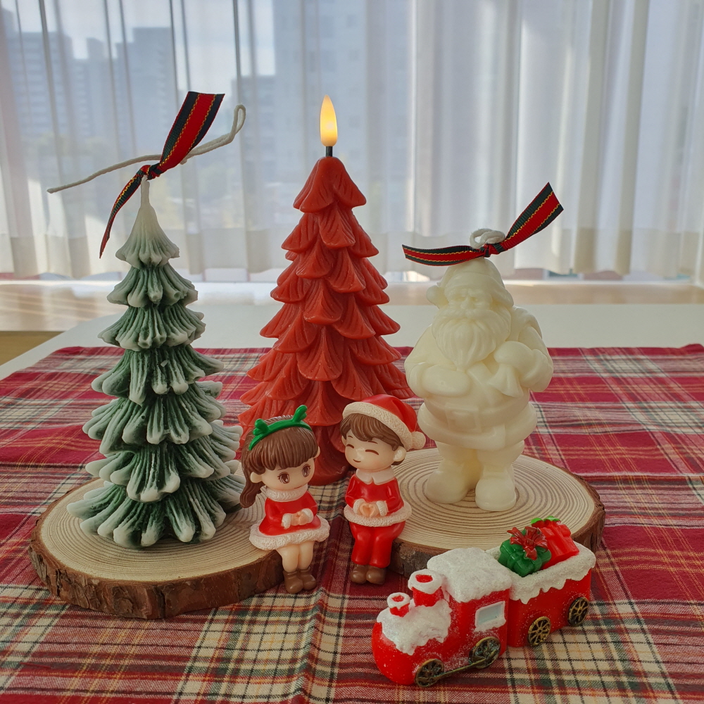 레이스 자수 테이블매트 크리스마스 체크 테이블보 디퓨저 소품 캔들 받침대