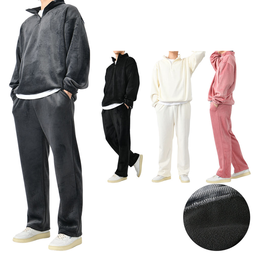 남자 트레이닝복 세트 기모 남성 바지 코듀로이 츄리닝 와이드 팬츠 트레이닝 세트 제품 이미지