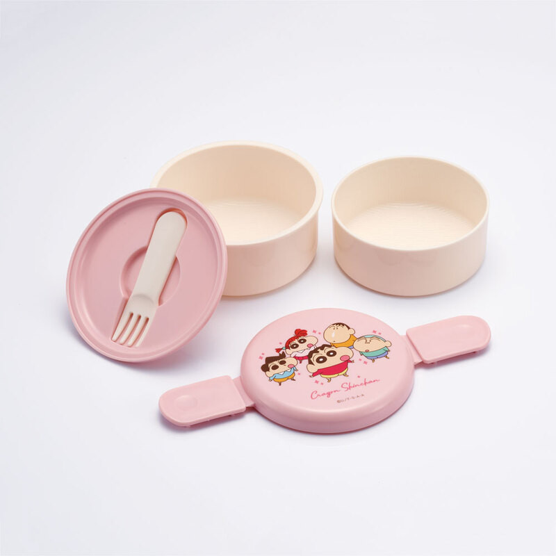 스케이터 짱구 캐릭터 항균 원형2단 포크 도시락 500ml - 주방·식기 - 하카타몰