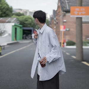 키 옷 정보 나혼자 산다 나혼산 남성용 셔츠 스트라이프 오버핏 남친룩 0... 착용 후기 | 사이즈/핏 총정리 - 상품 이미지 2