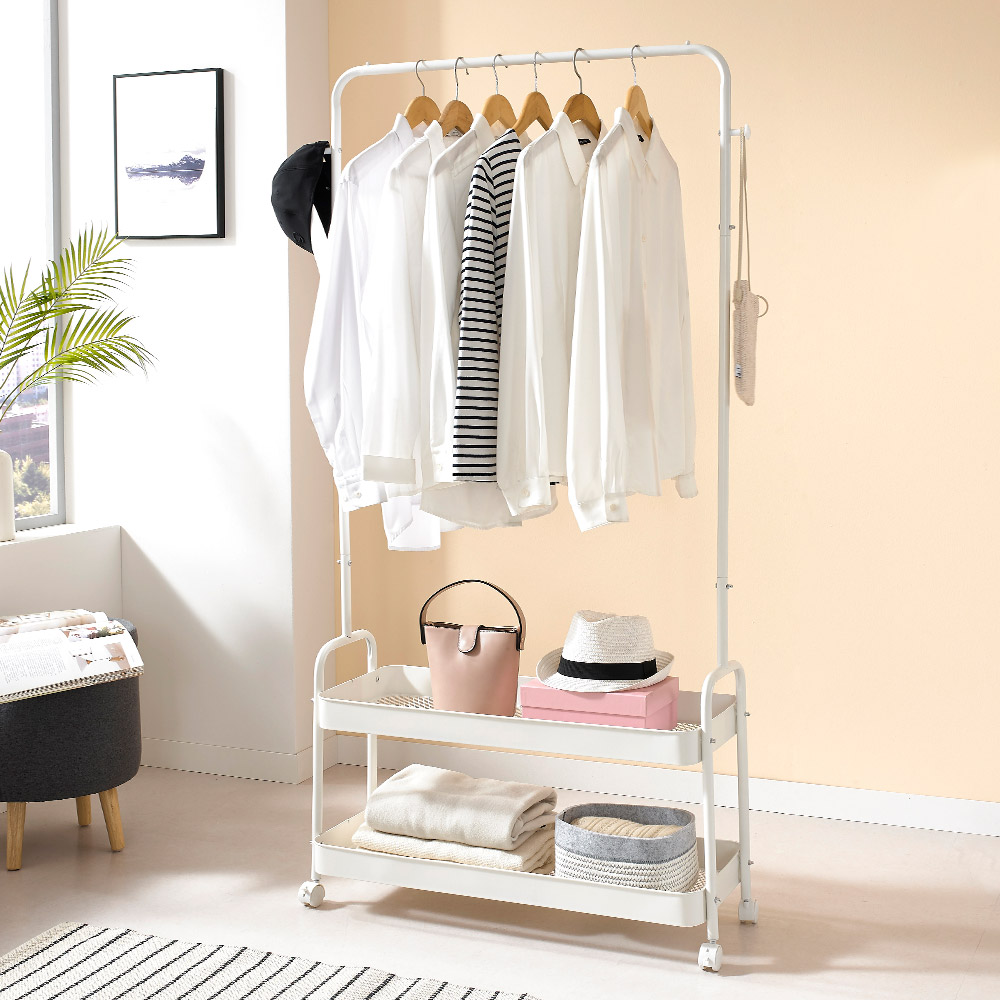 이동식 트롤리 행거 2단 스탠드 옷걸이 철제 행거 400