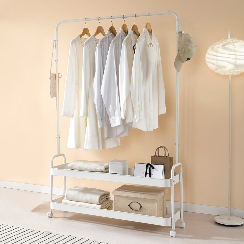 이동식 트롤리 행거 2단 스탠드 옷걸이 철제 행거 400