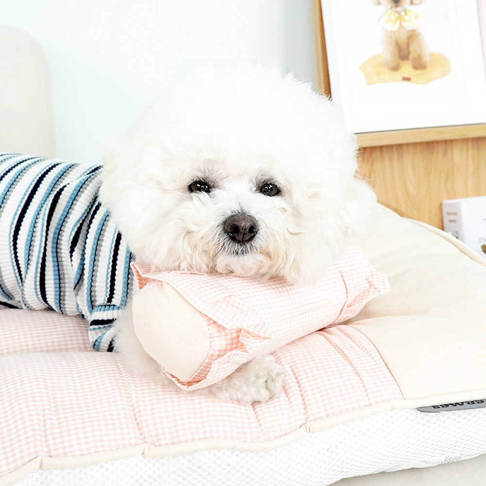 개과천선 루나 강아지 침대 쿠션 애견 방석 베개 극세사 꿀잠 고양이 사계절 핑크 대형 - 상세 이미지 3