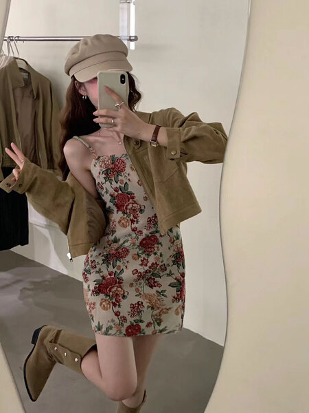 (당일출고)-앤티크 로즈 플라워 로벤 뷔스티에 미니 원피스 : 이지코지