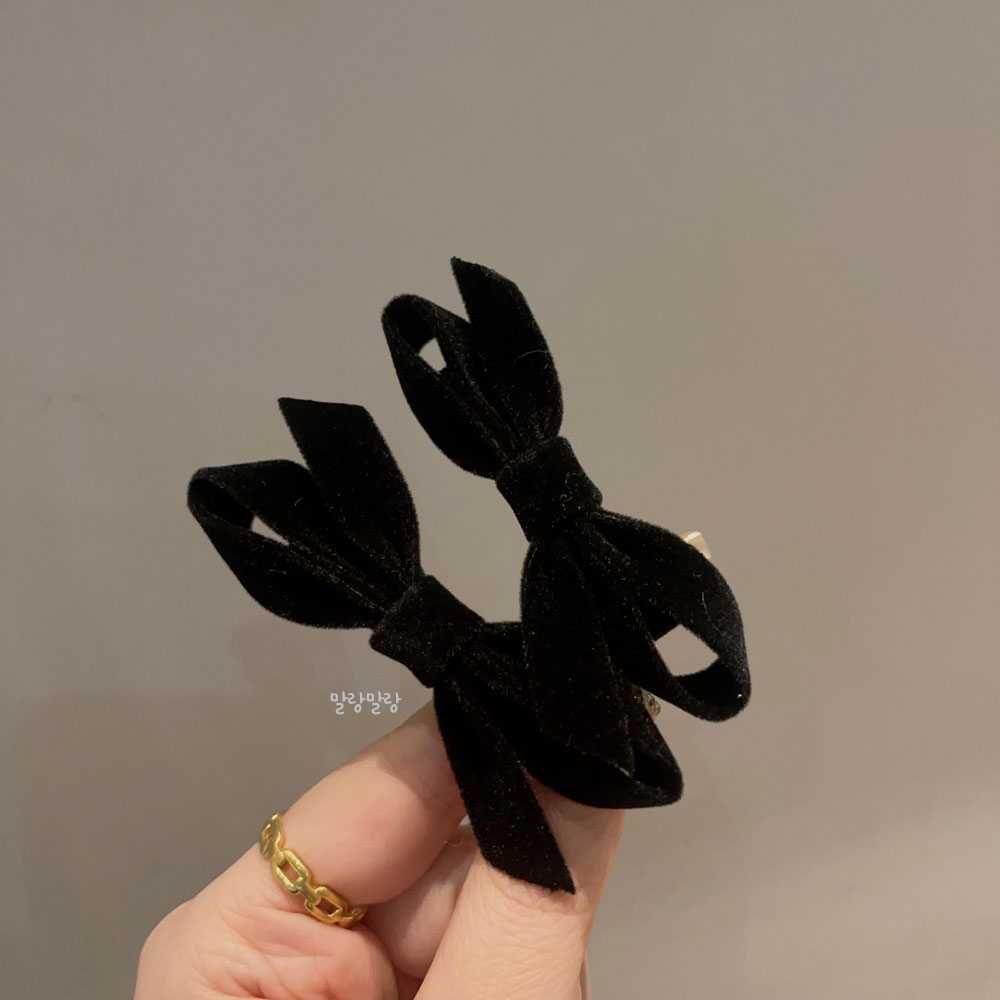 벨벳리본핀 옆머리집게핀 양갈래 이쁜 헤어핀 - 상세 이미지 4
