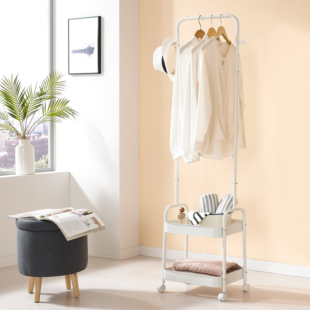 이동식 트롤리 행거 2단 스탠드 옷걸이 철제 행거 400