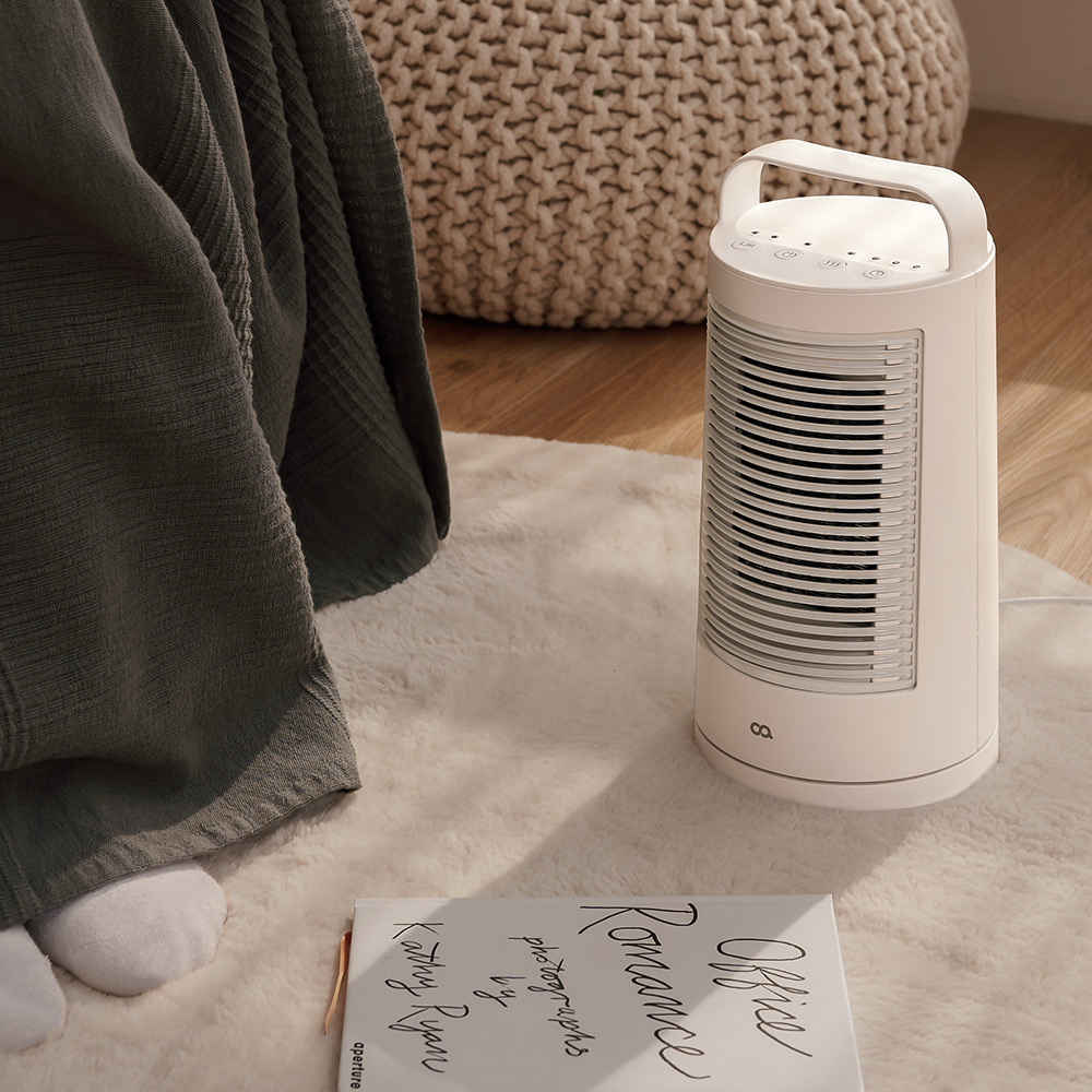 오아 라운드 미니 전기 온풍기 PTC 발 히터 난로 가정용 캠핑용 사무실 난방기 열풍기