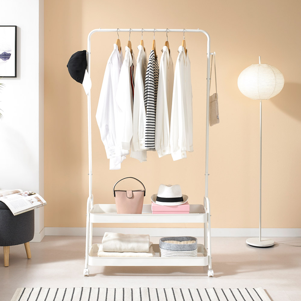 이동식 트롤리 행거 2단 스탠드 옷걸이 철제 행거 400