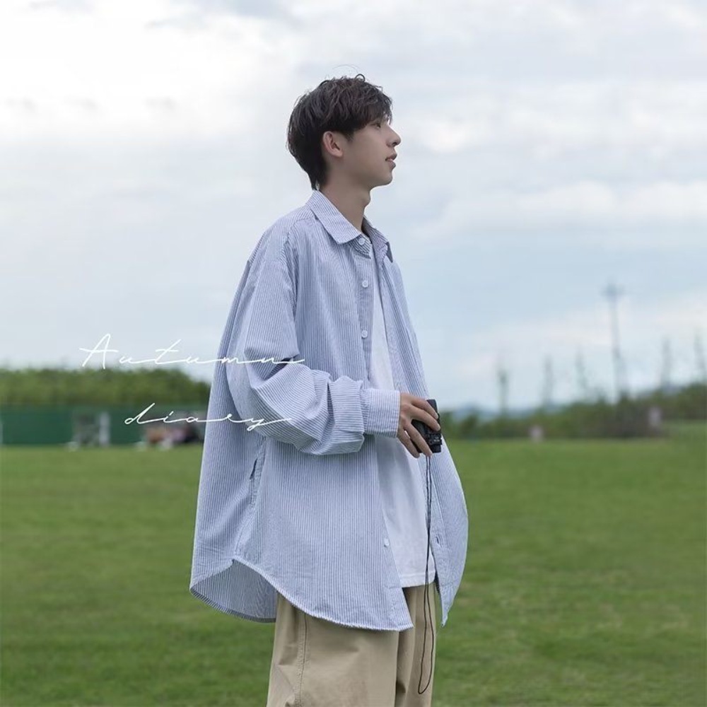 키 옷 정보 나혼자 산다 나혼산 남성용 셔츠 스트라이프 오버핏 남친룩 04 이미지 3