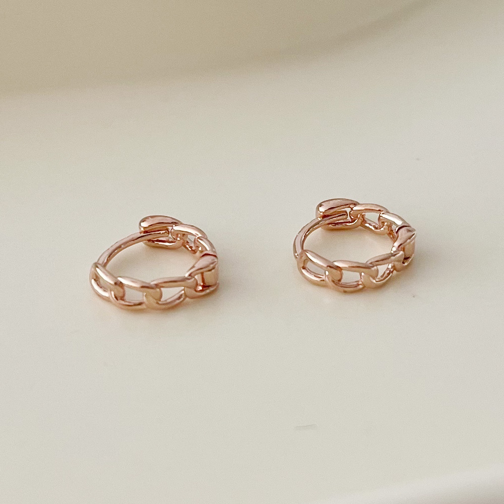 14K골드필드침 미니시크체인 원터치링귀걸이