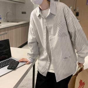 나혼산 키 옷 정보 나혼자 산다 남성용 셔츠 스트라이프 오버핏 남친룩 0... 착용 후기 | 사이즈/핏 총정리 - 상품 이미지 1