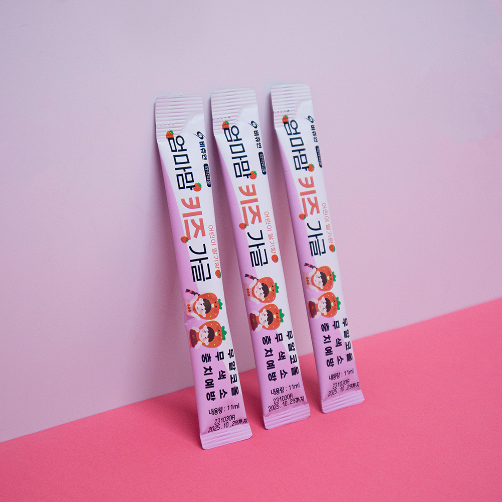 비츄인 엄마맘키즈가글 딸기향 11ml 250개입 어린이 휴대용 무알콜 무색소 스틱가글 이미지 2