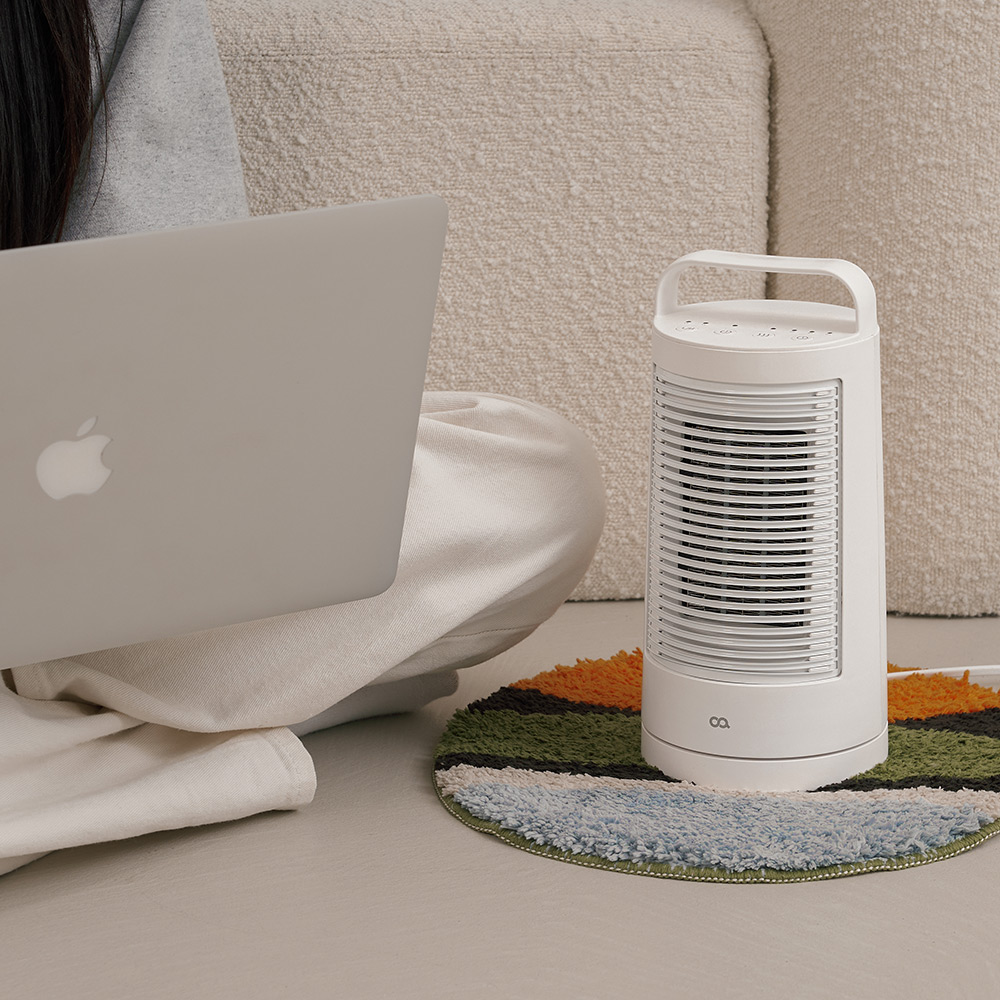 오아 라운드 미니 전기 온풍기 PTC 발 히터 난로 가정용 캠핑용 사무실 난방기 열풍기